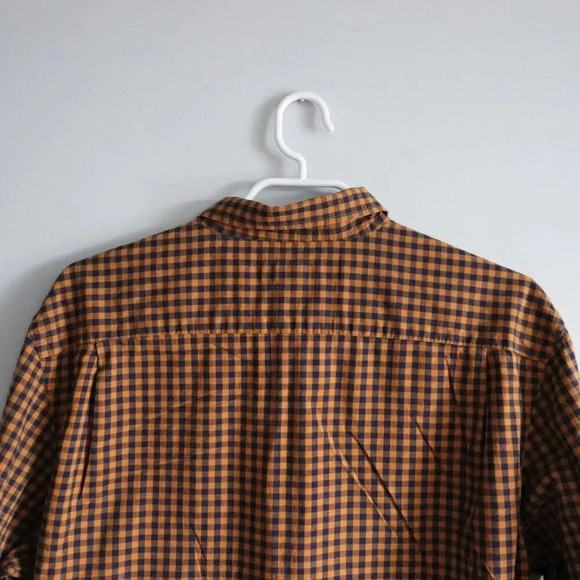 Old Navy Men's Large Orange Plaid Regular Fit Buttoned Collared Long Sleeve Top - Picture 6 of 11